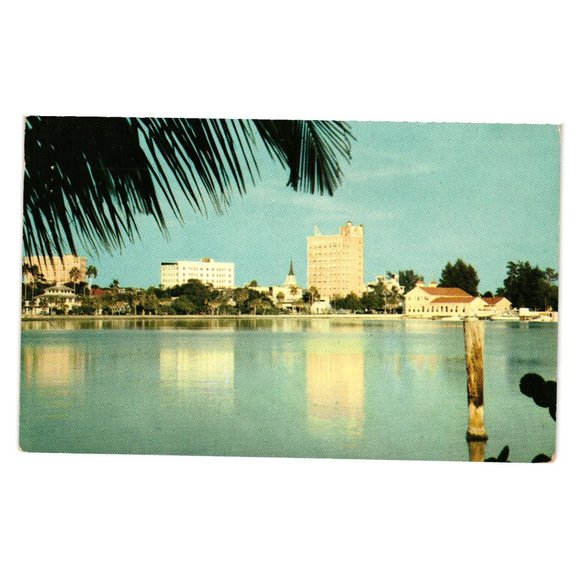 Vintage Postcard Sarasota Florida Skyline and Bay Posted November 1959 Stamped - Picture 1 of 2